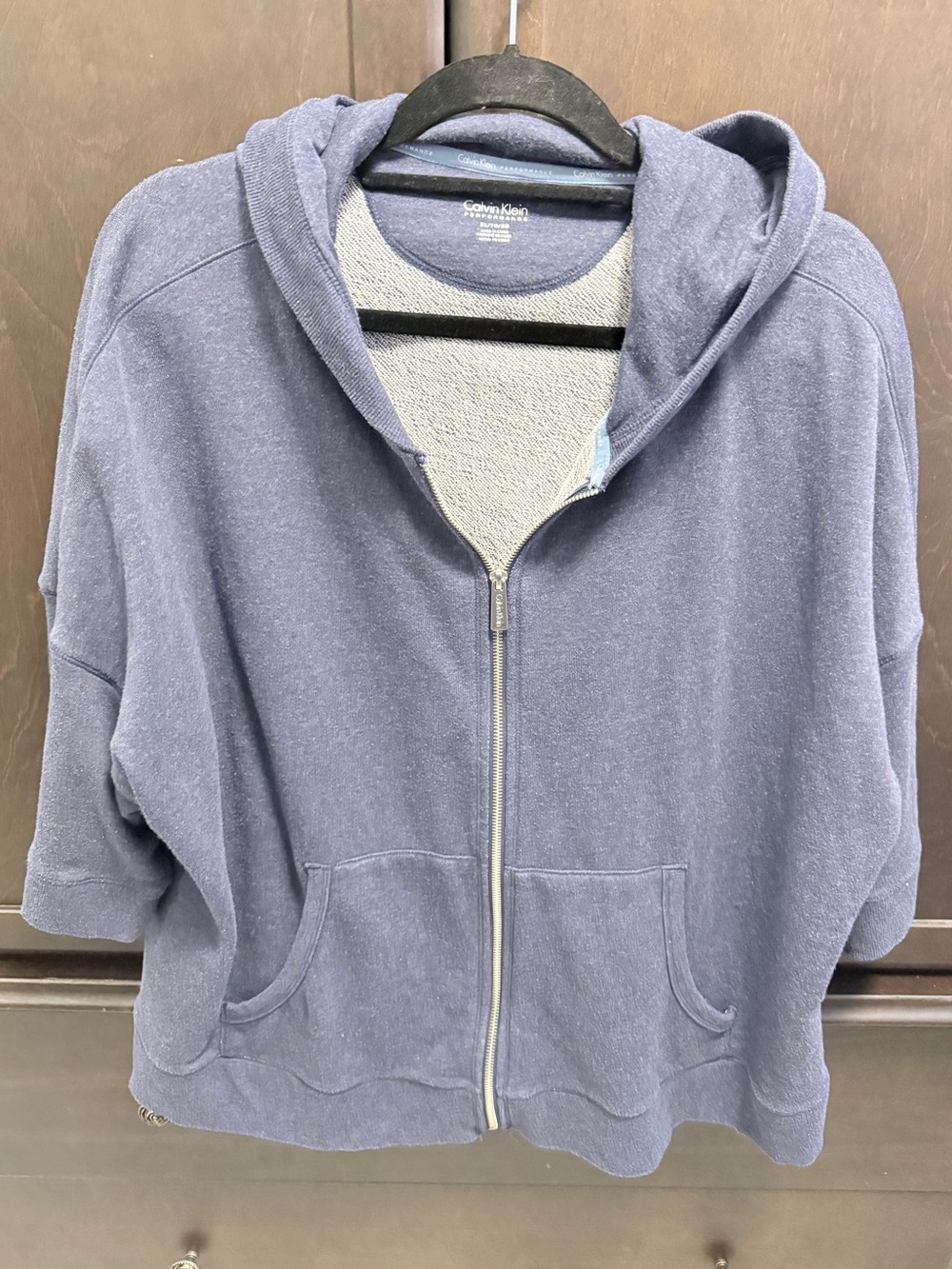 Calvin Klein Performance Blue Short-Sleeved Zip Hoodie